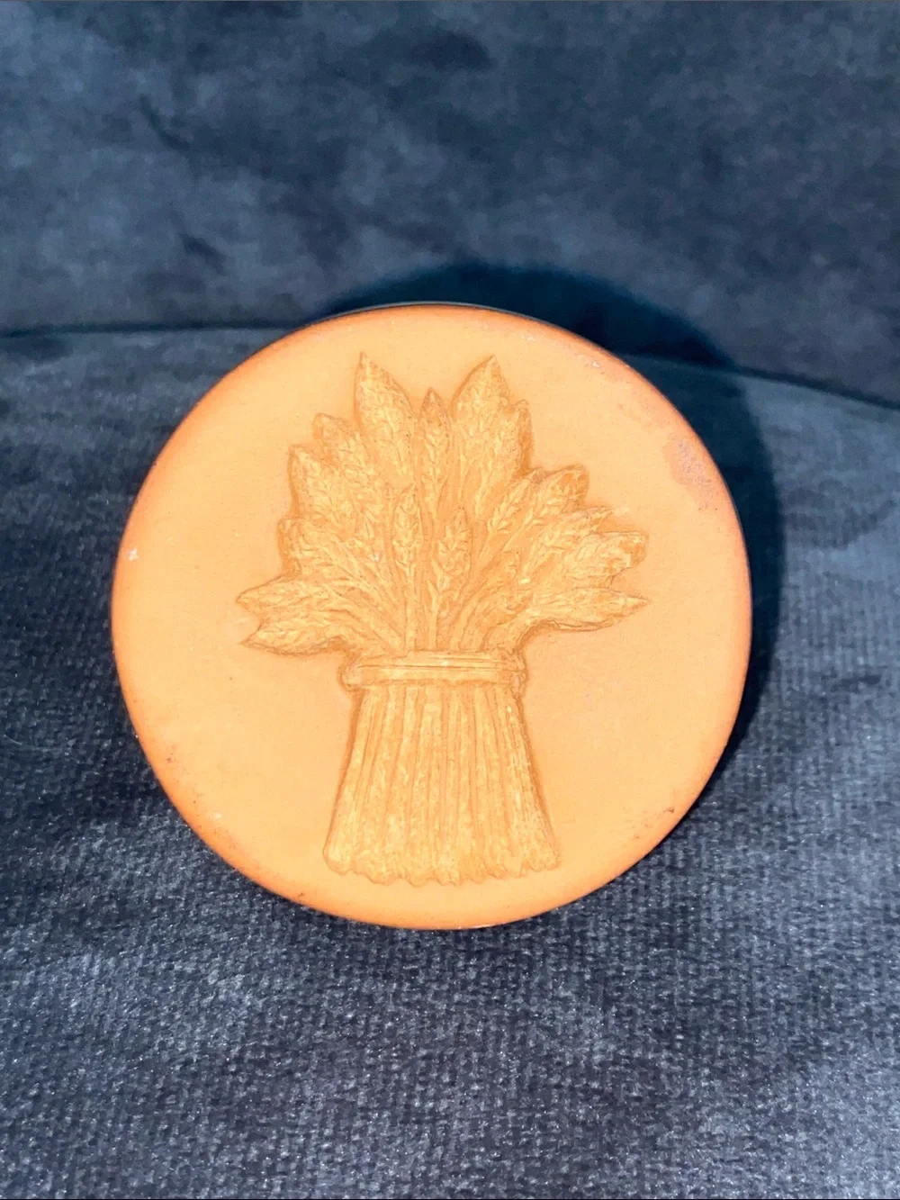 Vintage Rycraft Terracotta Cookie Stamp Sheaf of Wheat Pattern 063
